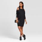 Women's French Terry Cold Shoulder Dress - Alison Andrews Black