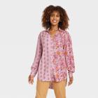 Women's Long Sleeve Button-down Shirt - Knox Rose Pink Floral