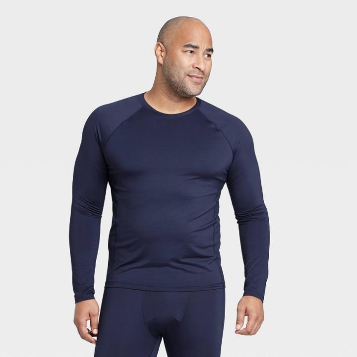 Men's Long Sleeve Fitted T-shirt - All In Motion Navy