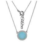 Prime Art & Jewel Sterling Silver Turquoise Blue Dyed Genuine Druzy And Cubic Zirconia Halo Necklace - 16 + 2 Extender, Girl's, Size: Large, Silver/turquoise