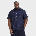 Men's Big & Tall Short Sleeve Woven Novelty Button-down Shirt - Goodfellow & Co Navy Blue