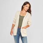 Women's Long Sleeve Lace-up Back Open Cardigan - Knox Rose Oatmeal