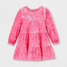 Toddler Girls' Tiered Velour Long Sleeve Dress - Cat & Jack Pink