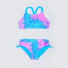Breaking Waves Girls' High Neck And Side Tab Bikini Set