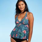 Women's Racerback Tankini Top - Kona Sol Blue Tropical Print