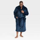 Men's Big & Tall Plush Robe - Goodfellow & Co Dark Blue