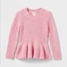 Toddler Girls' Solid Peplum Sweater - Cat & Jack Pink