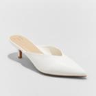 Women's Aleksa Wide Width Low Vamp Kitten Mules - A New Day White 8.5w,