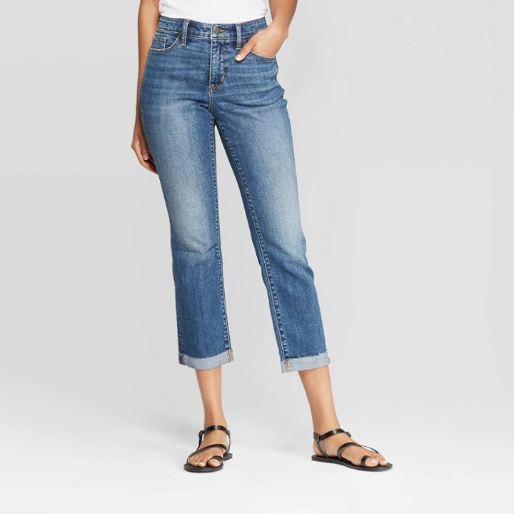 Target Women's Relaxed Fit High-rise Cropped Straight Jeans - Universal Thread Medium Wash