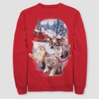 Fifth Sun Men's Cat Sleigh Graphic Sweatshirt - Red
