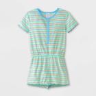 Girls' Retro Striped Shorts Pajama Romper - Art Class Green