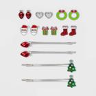 No Brand Multi Santa And Mixed Holiday Icon Bobby Pins And Stud Earring