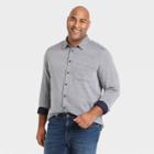 Men's Tall Standard Fit Long Sleeve Striped Button-down Shirt - Goodfellow & Co Blue