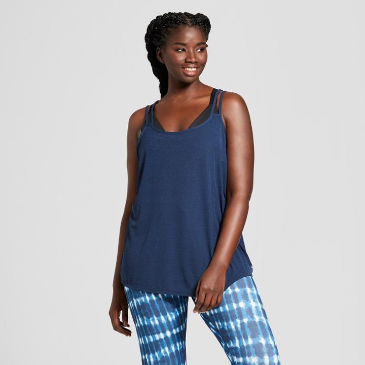 Women's Plus Size Double Strap Tank - Joylab Navy (blue)