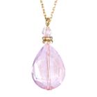 Target Gold Over Sterling Silver Necklace With Pink Faceted Crystal - Pink (16), Girl's, Pink/gold