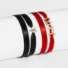 Sugarfix By Baublebar Charm Ribbon Bracelet Set - Black/red