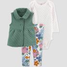 Carter's Just One You Baby Girls' Quilted Vest Top & Bottom Set - Green Newborn