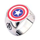 Men's Star Wars Marvel Avengers Captain America Stainless Steel Logo Ring Best Seller, Size: