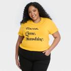 33 Revolutions Women's Plus Size Tacos Lime Sunshine Short Sleeve Graphic T-shirt - Yellow