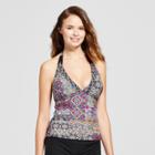 Women's Open Back Tankini Top - Black Multi - D/dd Cup - Mossimo,