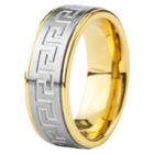 Men's Crucible Goldplated Stainless Steel Silvertone Maze Ring (11),