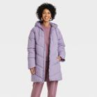 Women's Mid Length Matte Puffer Jacket - A New Day Violet