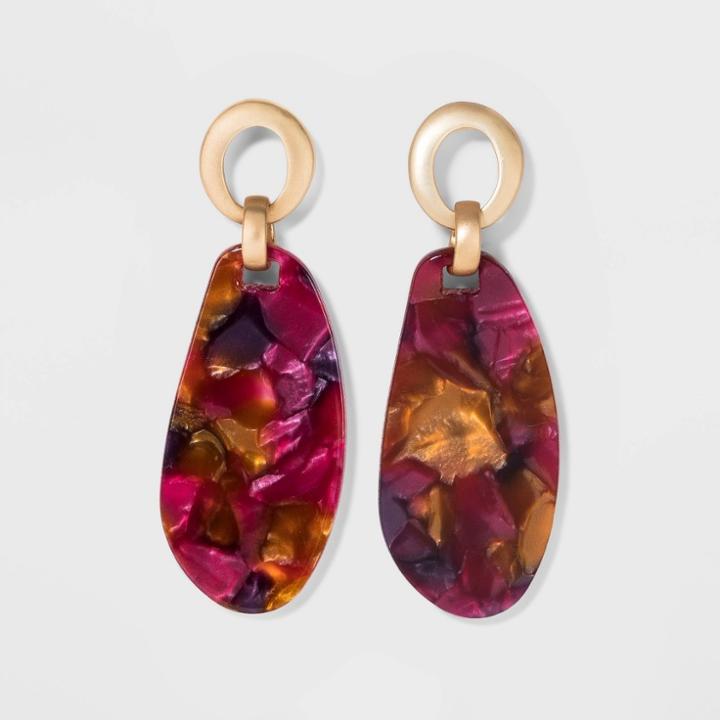 Circle And Red Acetate Earrings - A New Day Gold, Women's