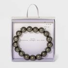 Semi-precious Real Pyrite Beaded Stretch Bracelet - A New Day Metallic