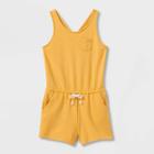 Girls' Sleeveless Knit Romper - Cat & Jack Medium Mustard Yellow