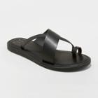 Women's Kallima Faux Leather Toe Ring Style Slide Sandals - A New Day Black