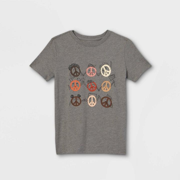 Boys' Peace Sign Graphic Short Sleeve T- Shirt - Cat & Jack Gray Heather