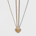 Heart With Engraved Best Babes Bff Necklace Set 3ct - Wild Fable,