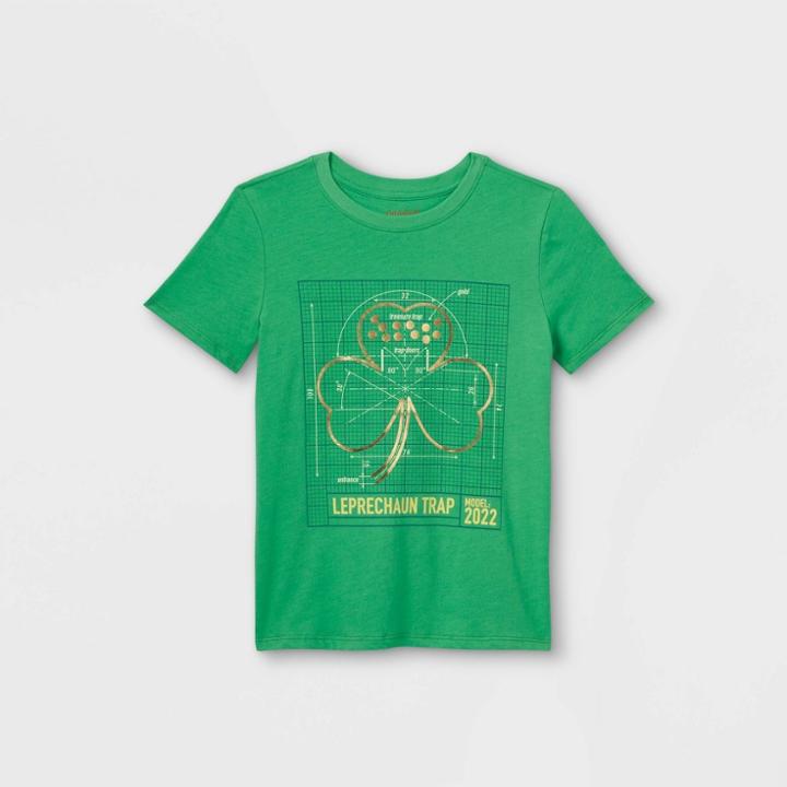 Boys' Leprechaun Trap Graphic Short Sleeve T-shirt - Cat & Jack Bright Green