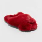 Women's Paris Crossband Fur Slide Slippers - Stars Above Red