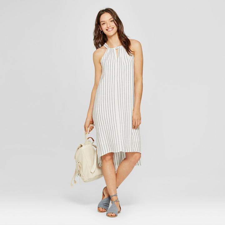 Women's Striped High Neck Swing Dress - Universal Thread Navy