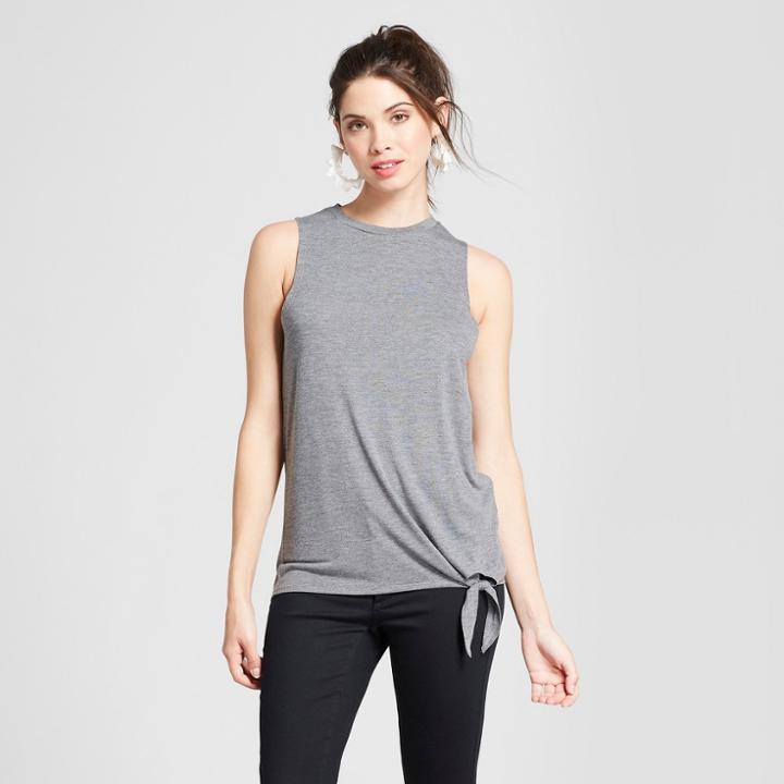 Women's Side Tie Tank Top - Grayson Threads (juniors') Charcoal