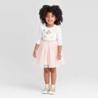 Toddler Girls' 3/4 Sleeve Unicorn Tutu Dress - Cat & Jack White/pink 12m, Toddler Girl's