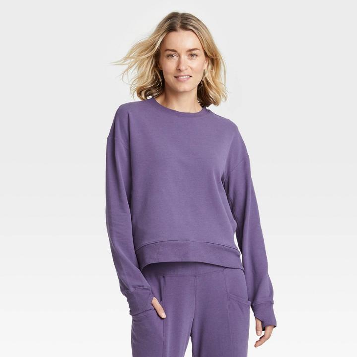 Women's French Terry Crewneck Sweatshirt - All In Motion Power Purple