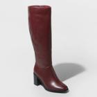 Women's Joy Wide Calf Tall Block Heeled Boots - A New Day Burgundy