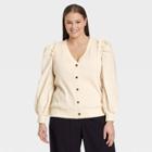 Women's Plus Size Mixed Media Cardigan - Who What Wear Cream