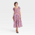 Women's Flutter Short Sleeve A-line Dress - Knox Rose Purple Floral