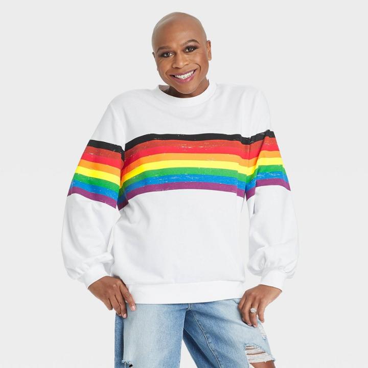 Ev Lgbt Pride Pride Gender Inclusive Adult Crew Neck Sweatshirt - White