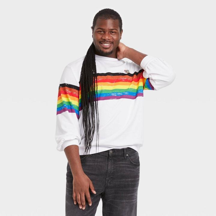 Ev Lgbt Pride Pride Gender Inclusive Adult Extended Size Crew Neck Sweatshirt - White