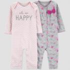 Baby Girls' 2pk Happy Jumpsuit - Just One You Made By Carter's Coral Newborn, Pink