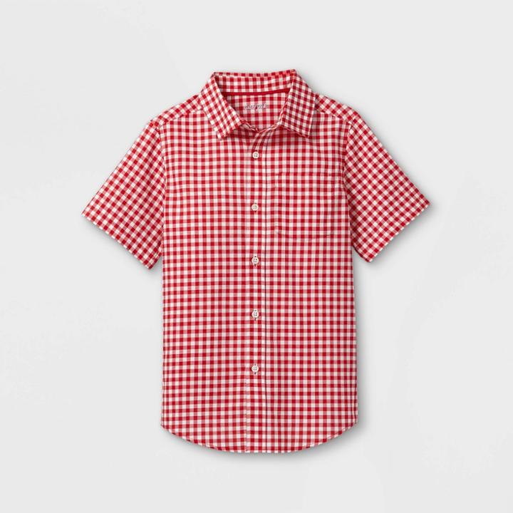 Boys' Woven Short Sleeve Button-down Shirt - Cat & Jack Red
