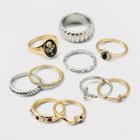 Textured Rose And Cross Ring Set 10pc - Wild Fable Gold