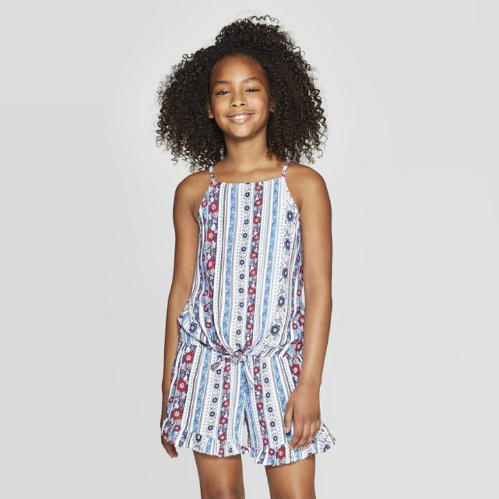 Girls' Tie Front Tank Top - Art Class White