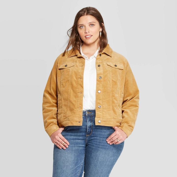Women's Plus Size Corduroy Jean Jacket - Universal Thread Gold X