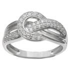 Target Women's Clear Pave Cubic Zirconia Crossover Circle Ring In Sterling Silver - Clear/gray (size 7),