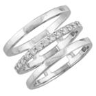 Target Women's Silver Plated Cubic Zirconia Triple Open Band Ring